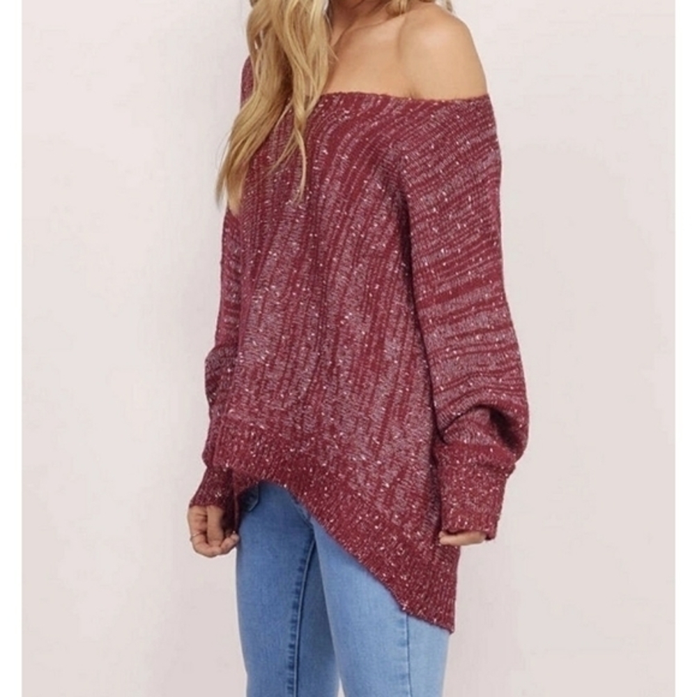 TOBI Alyssa Oversize Off Shoulder Chunky Knit Boho Sweater Size Medium